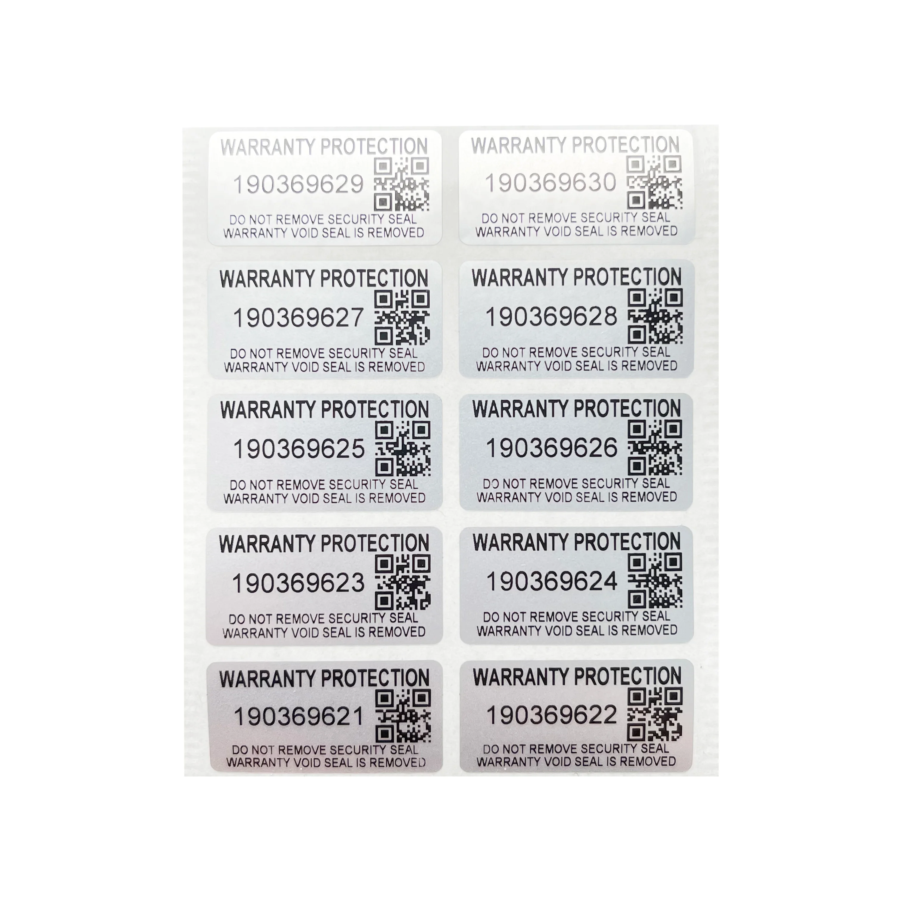 100pcs Silver security Seal Tamper-proof VOID sticker Variable serial number two-dimensional code label 30X15mm