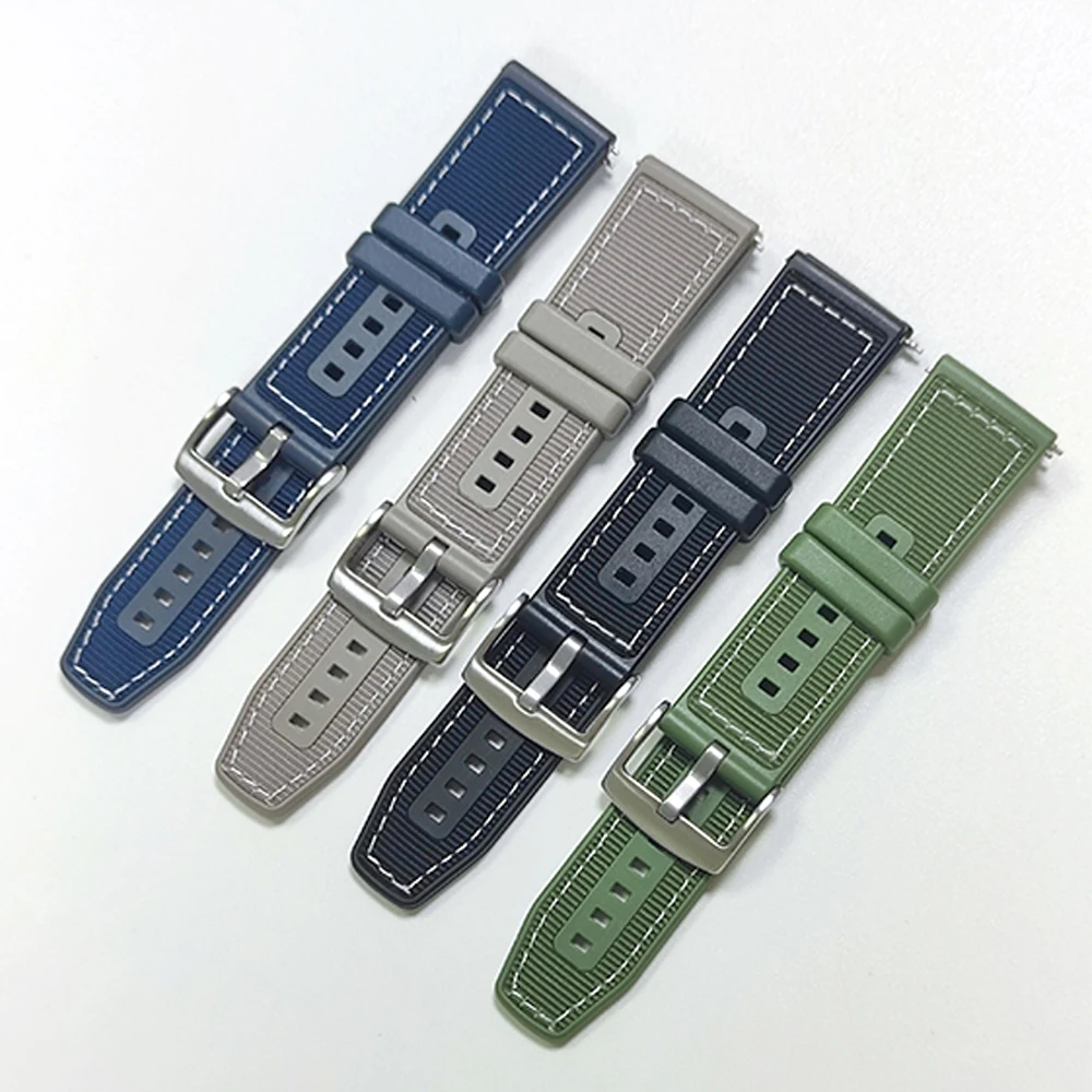 Versatile 22mm Nylon Silicone Watch Strap Bracelet