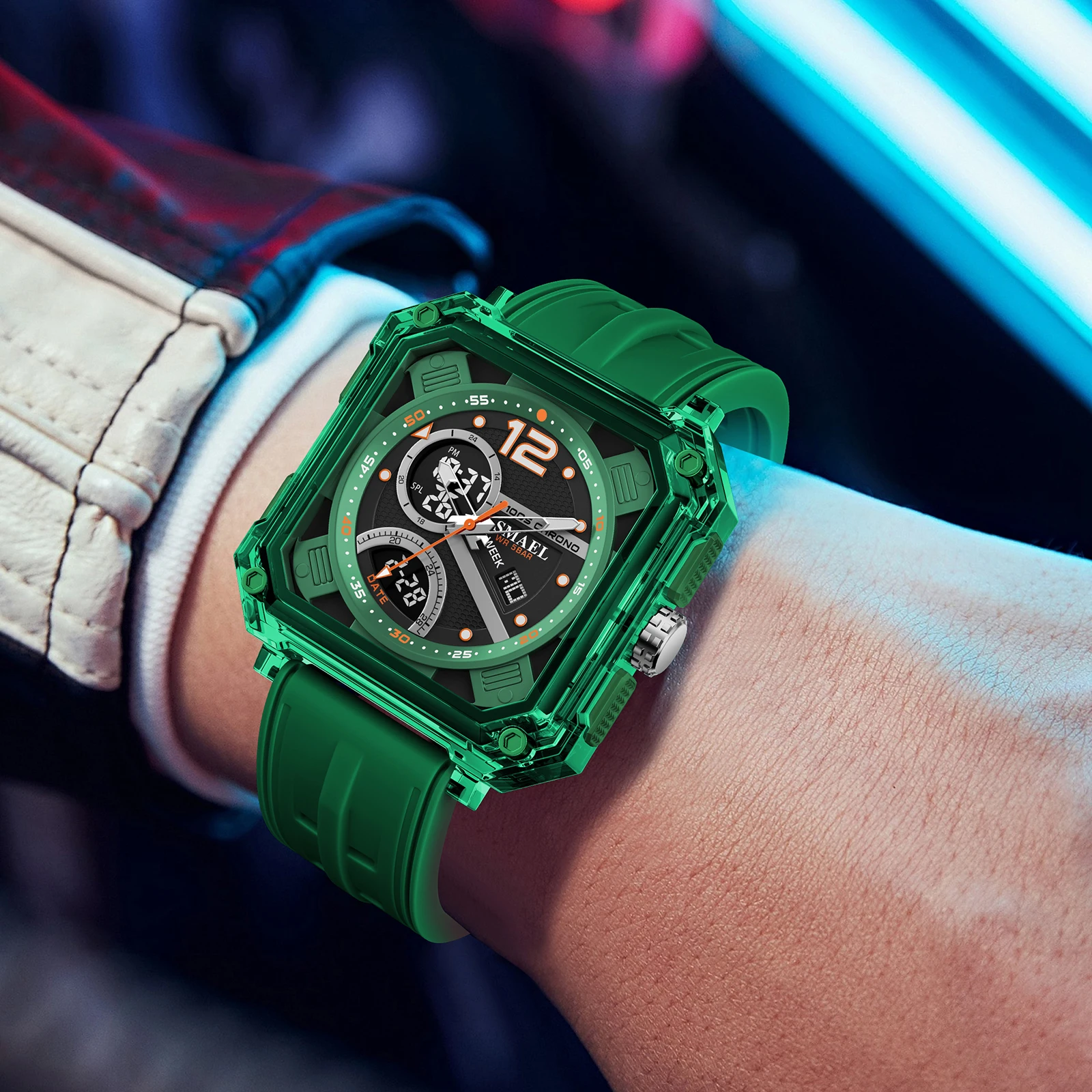 Men's Military Sports Watch - 50M Waterproof Digital Wristwatch with LED Light, Stopwatch, and Alarm