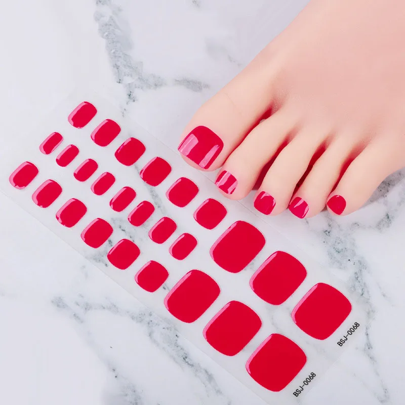 26 Tips Toe Nail Wraps Pure Color Full Cover Semi Cured Nails Sticker Nail Art Gel Polish Manicure DIY Foot Nails Deco Women 2