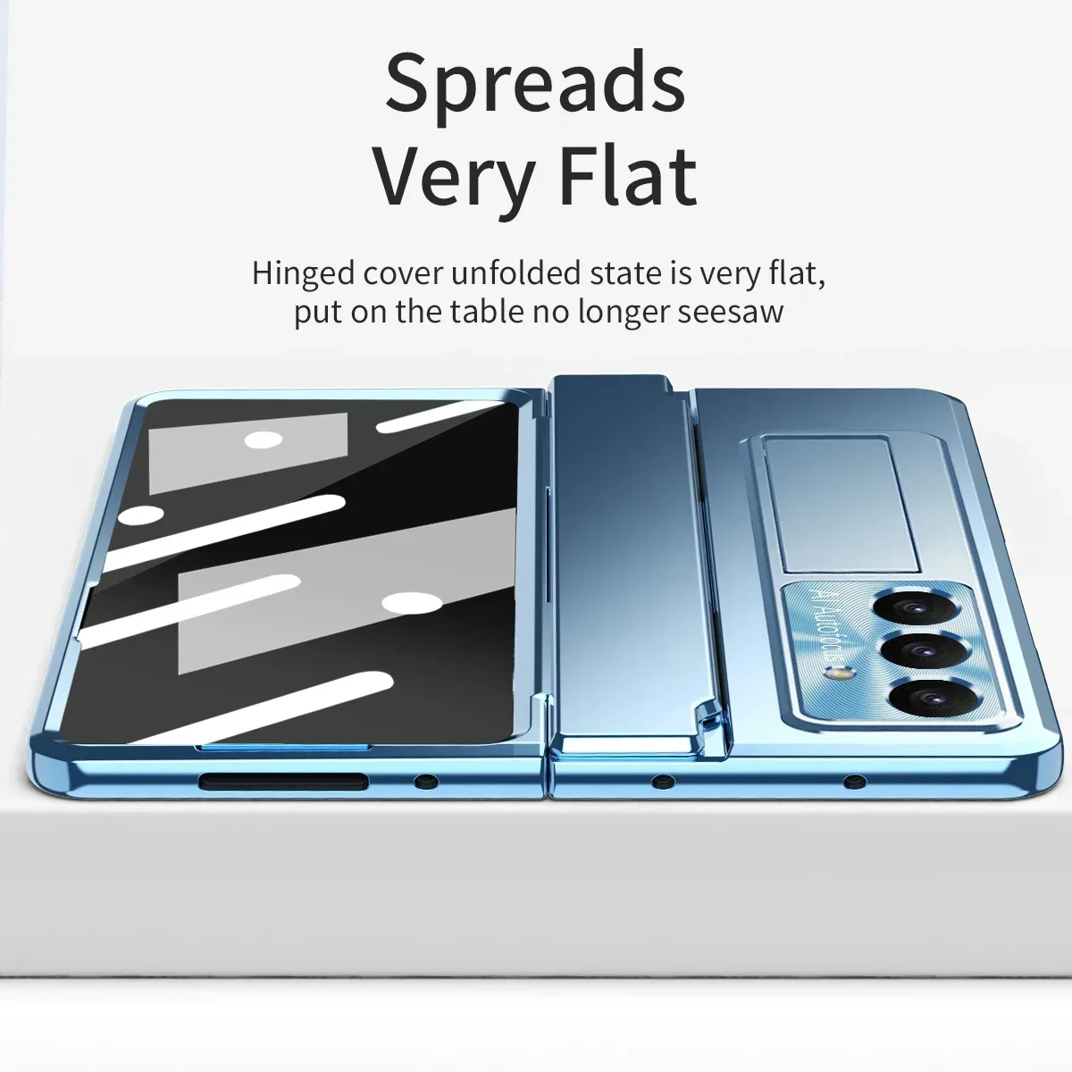 Elegant Pure Color Shockproof Folding Cover with Flat Hinge Support
