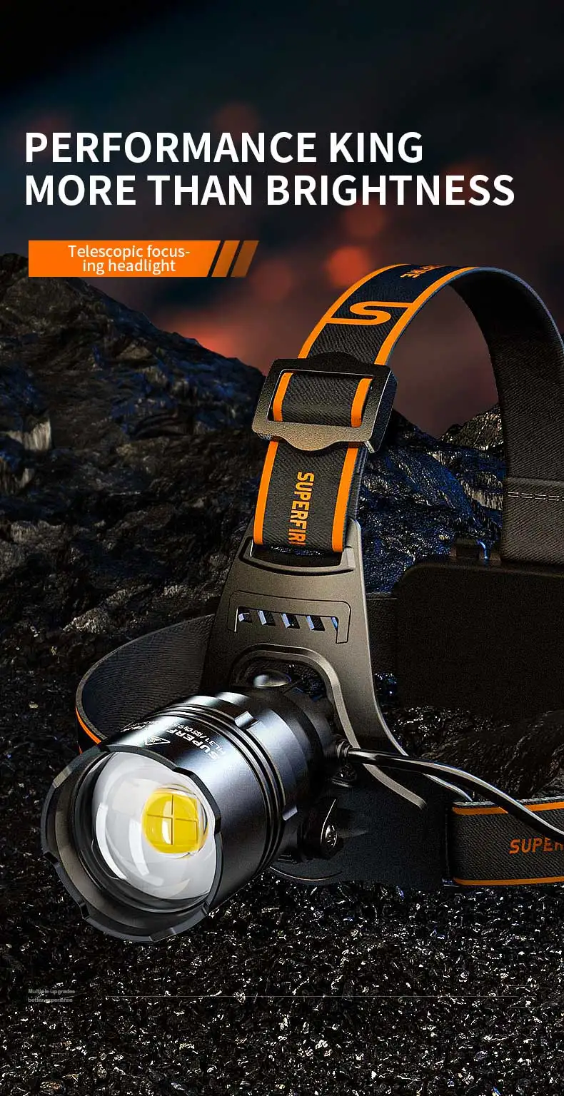 SUPERFIRE HL31 XHP90 LED-Stirnlampe, 36 W, USB-C, wiederaufladbar, Stirnlampe, superheller Zoom-Scheinwerfer für Camping, Angeln, Laterne – Detail 1