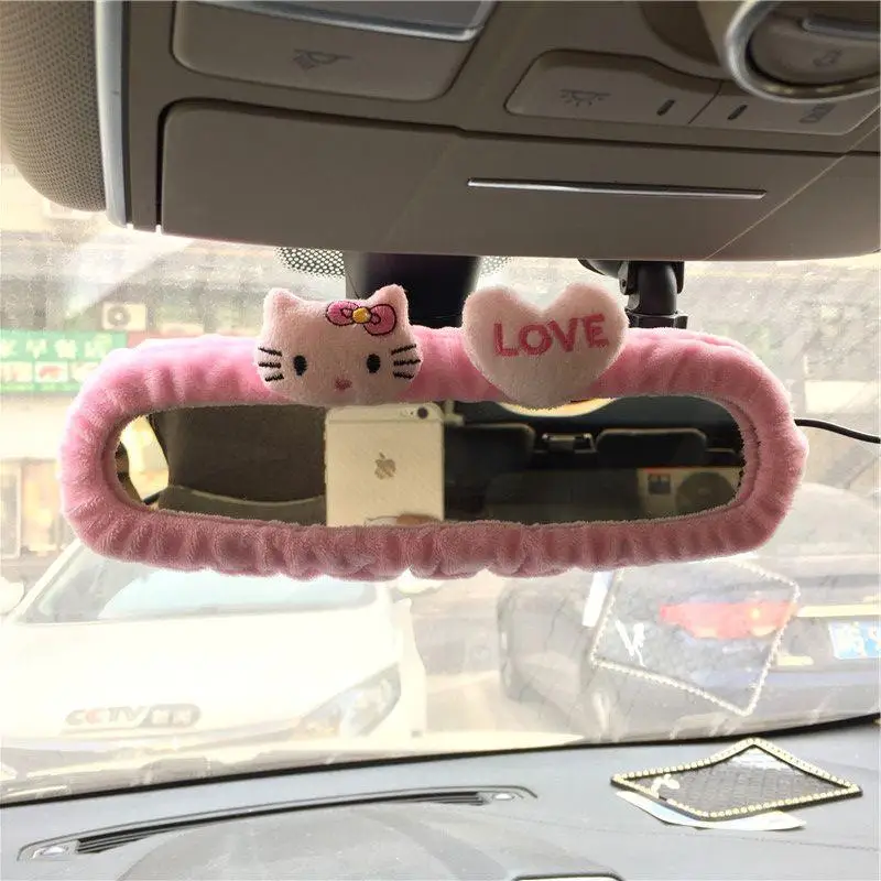 

Kawaii Sanrio Anime Mirror Cover Decoration Cute Hello Kitty Cartoon Soft Durable and Sturdy Electric Car Universal Gifts Girls