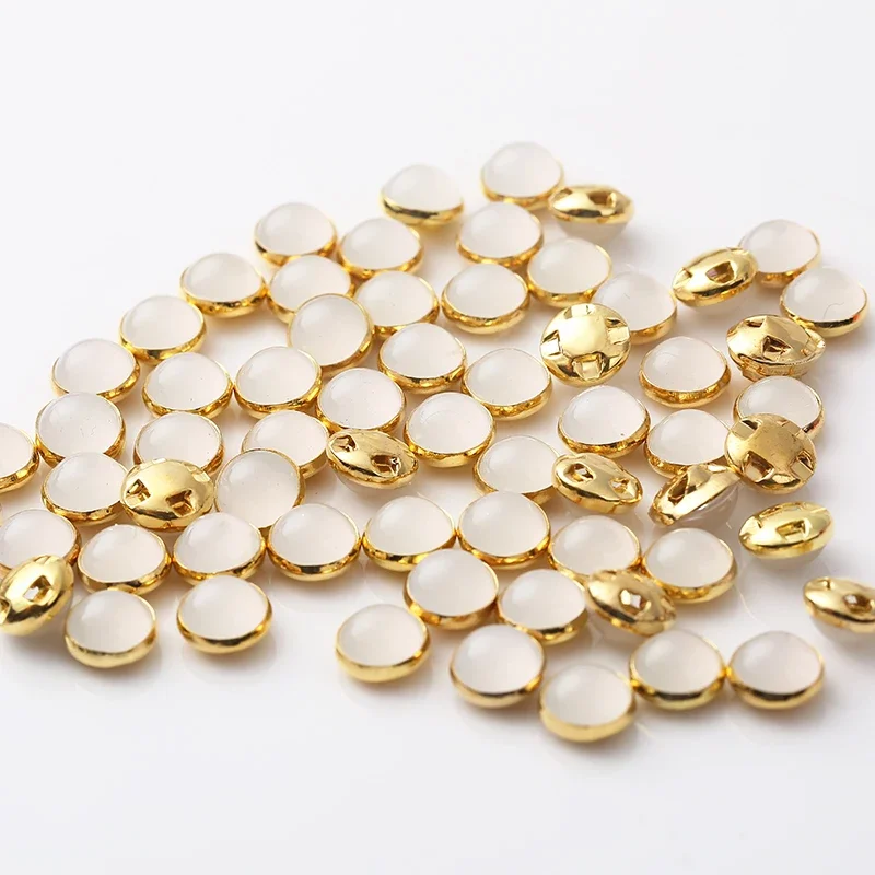 RESEN 8mm 100pcs 진주 젤리 컬러에 바느질 골드/슬리버 클로 아크릴 라운드 진주 단추 의류에 대한 돌에 바느질