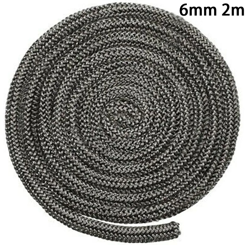 6/8mm 2M Fireplace Sealing Rope Black Stove Fire Rope Wood Burning Stove Door Seal High Temperature Fiberglass Rope Seal