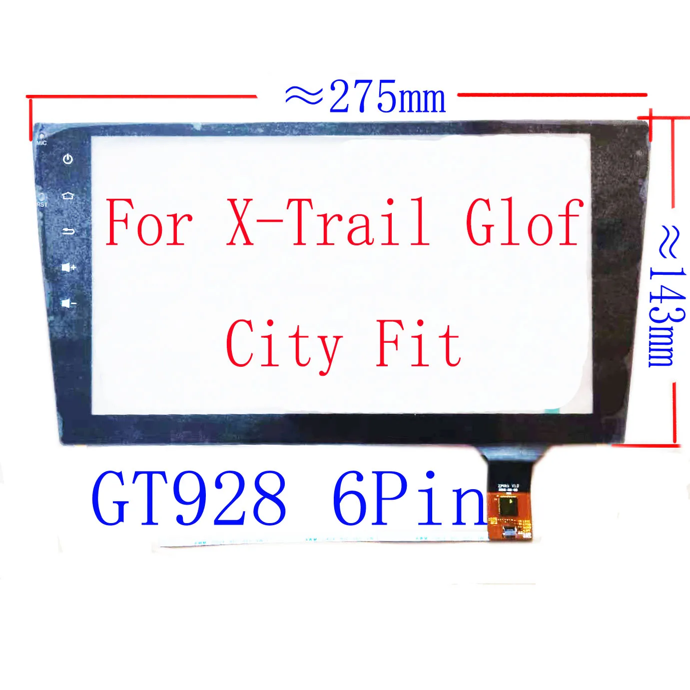 Polegada Sensor do Digitador da Tela de Toque para X-trail Glof Apto Cidade 275*142 mm Gt928 6p Zp2008 Zcc2953 3268 2913 Ry101124 Jts005 10.2