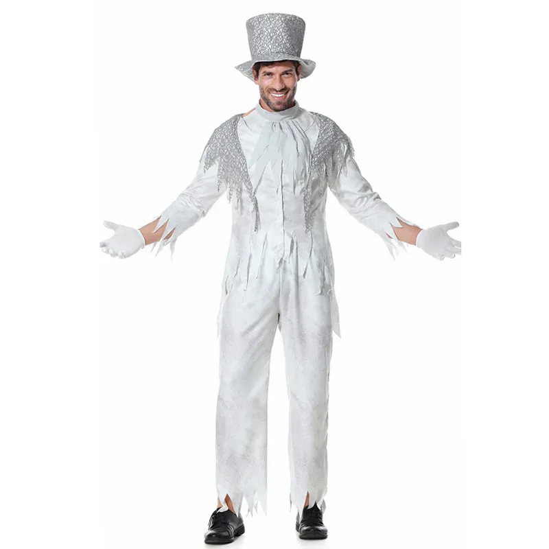 

Men Halloween Zombie Walking Dead Scary Costumes Adult Ghost Groom Suits Cosplay Carnival Purim Parade Role Playing Party Dress
