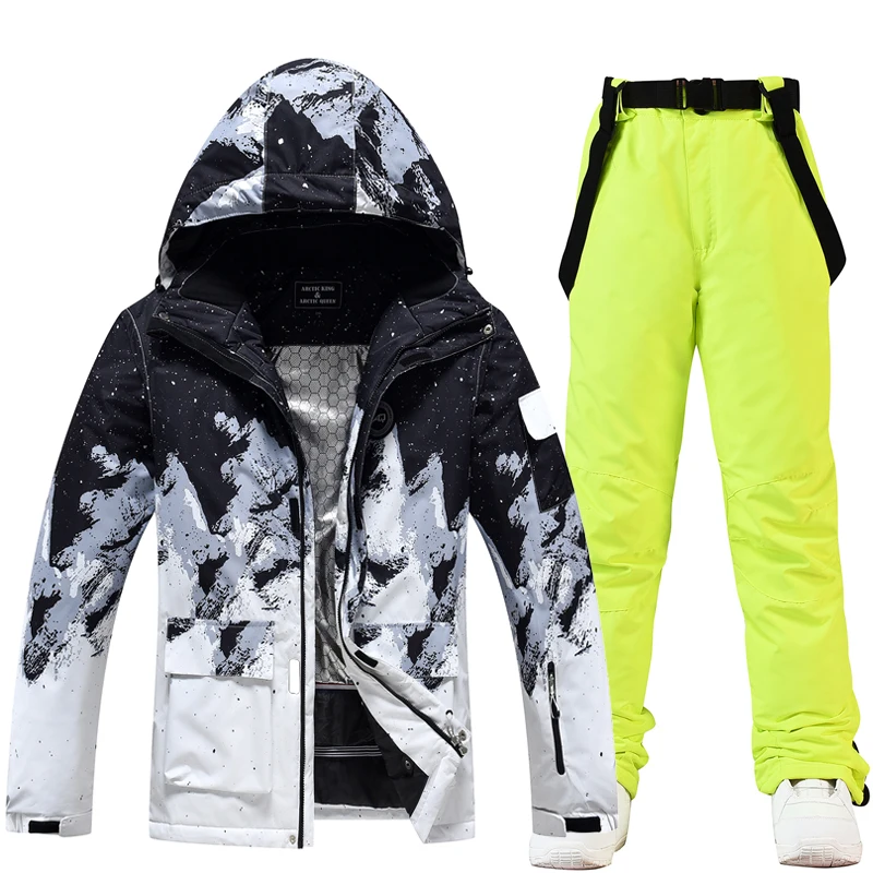 Ice Snow Suit Wear Snowboarding Clothes Winter Waterproof Outdoor Costumes Ski Set Jackets + Strap Pants For Man and Woman ski wear