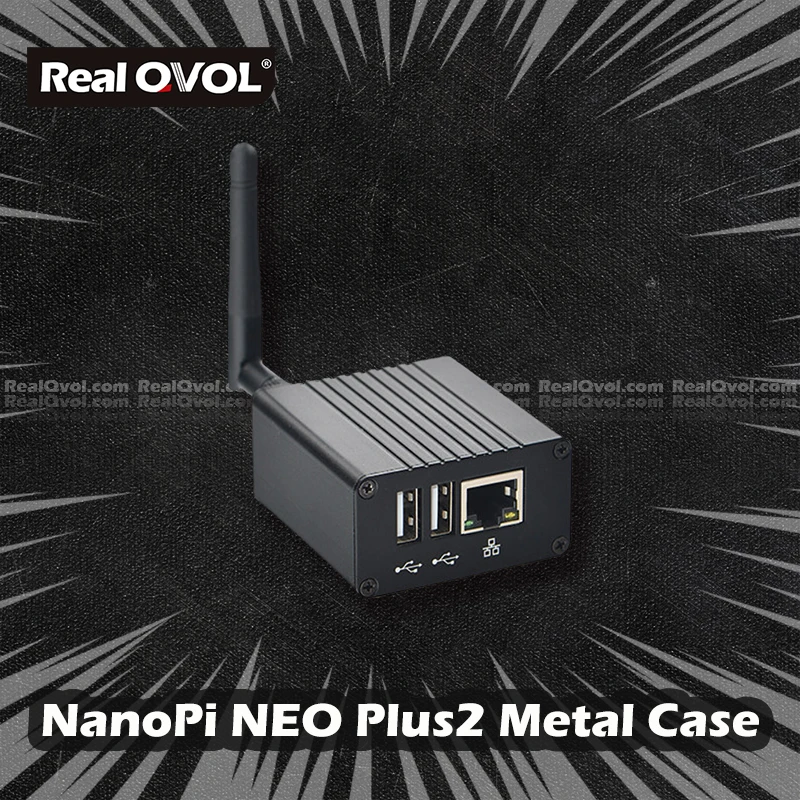 RealQvol FriendlyELEC NanoPi NEO Plus2 All Metal Aluminum Shell with Antenna and Custom Radiator