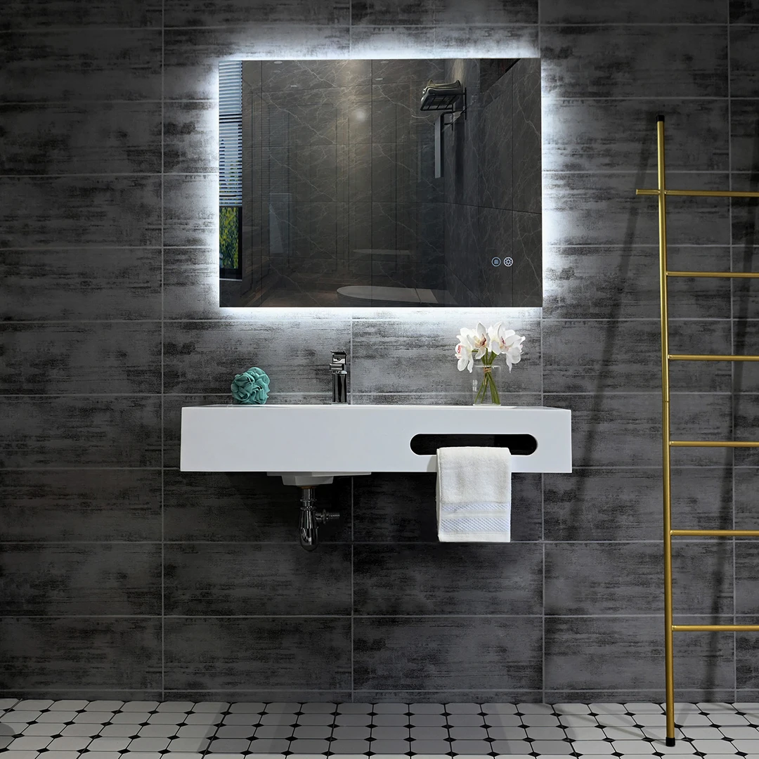 White Bathroom Vanities Simple Modern Style Single and Double Layer Design Resin Washbasin Cabinet Sink Bath Fixture