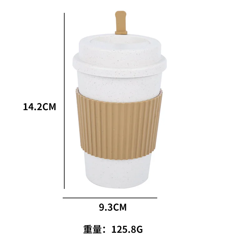 480ML Reusable Coffee Cups With Lids Wheat Straw Portable Coffee