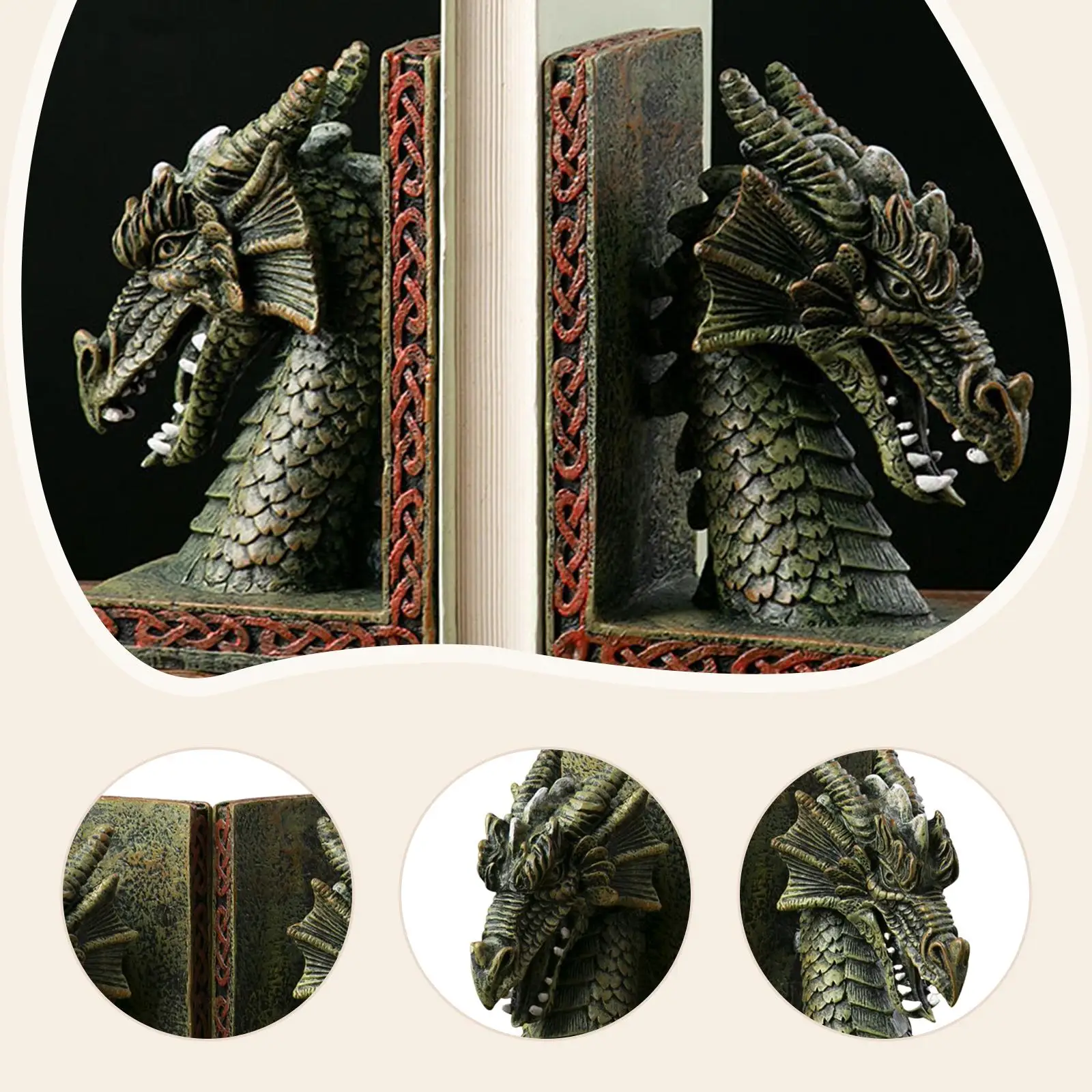 Suporte Livros Dragão Retrô - Decoração Mítica Para Estante E Mesa