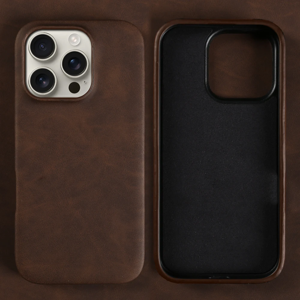 Luxurious Leather Phone Case - Skin Feel, Shockproof, Solid Color Back Cover