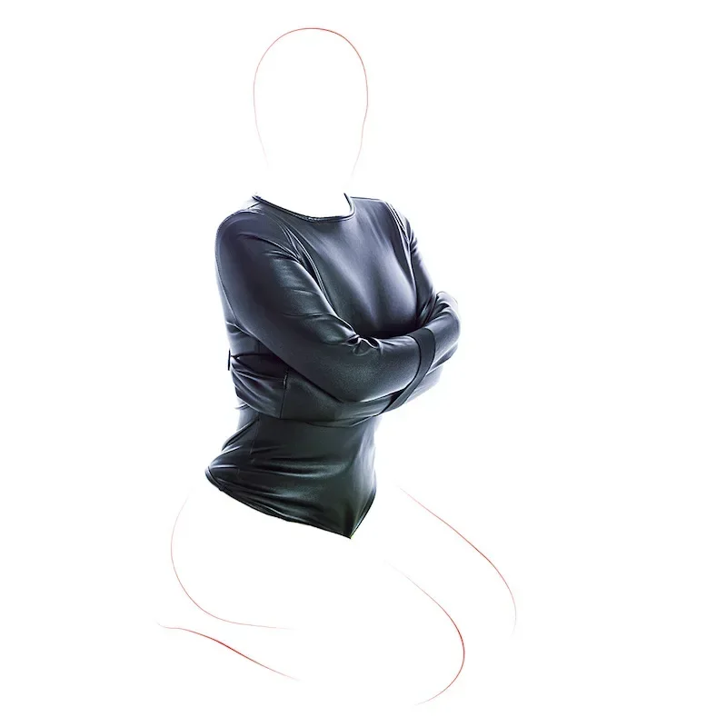 BDSM Bondage Long Sleeve Bodysuit Adjustable Belt Leather Arm Binder Restraint Straitjacket Slave Cosplay Costume Women Sex Toys women underwear sexy lingerie women jumpsuit latex bodysuit