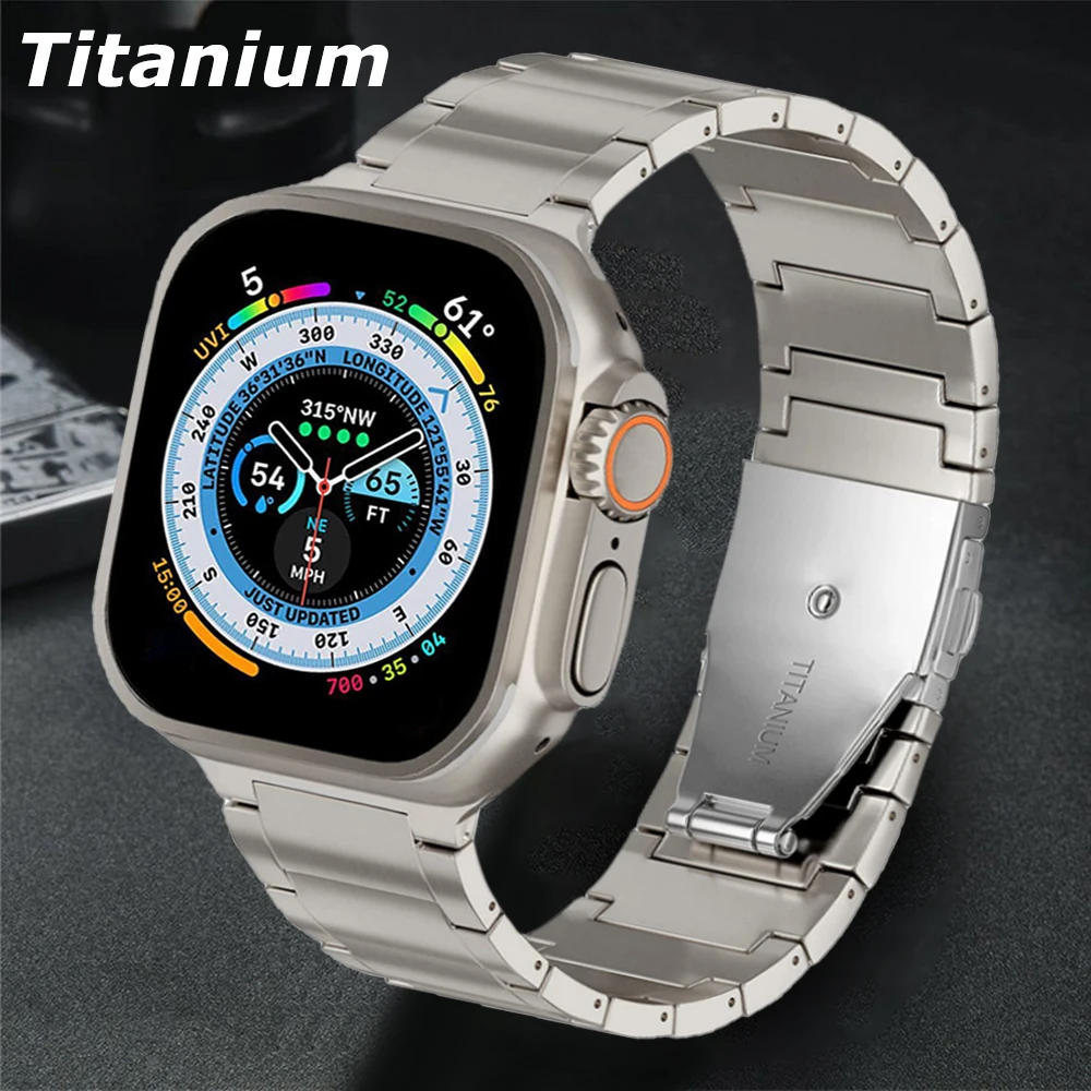 

Titanium Bracelet For Apple Watch Ultra 2 49mm 8 7 45mm Luxury Metal Alloy Strap For iWatch Series 9 SE 5 4 44mm 41mm 42mm Band