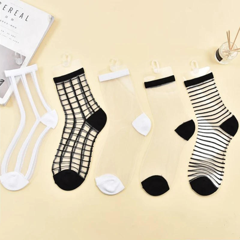 Women Mesh Ankle High Tights Short Stockings Socks Ultrathin Transparent Elastic