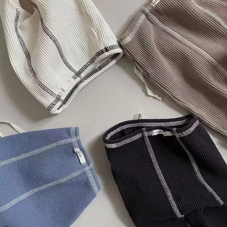 Autumn New Baby Solid Thread Leggings Cotton Boy Girl Drawstring Trousers Infant Toddler Pp Pants Newborn Casual Pants 0-24M baby trousers,cotton pants,baby leggings