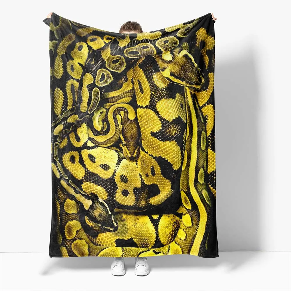 

You Will Have A Bunch Of Golden Viper Snake Skin Premium Sherpa 3D Printed Fleece Blanket On Bed Home Textiles Dreamlike Funny