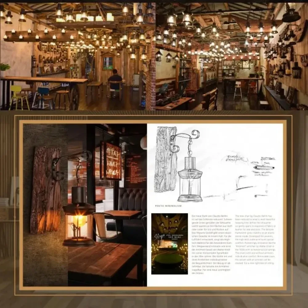 Retro Wooden Design Wall Lampshade Apply for Home Kitchen Corrior Living Room Decorative Lighting Fixtures Black Wall Light