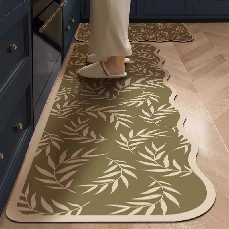 Irregular PVC Kitchen Floor Mat Luxury High-grade Oil-proof Waterproof, Bathroom Carpets Non-slip Wear-resistant Balcony Rugs 러그