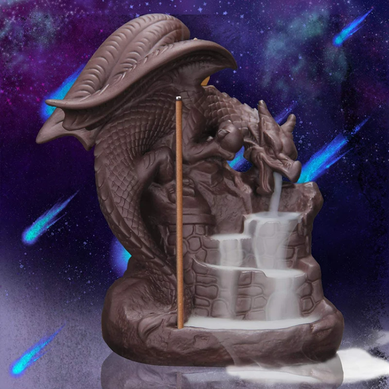 

Purple Sand Backflow Aromatherapy Burner Creative Nordic Style Pterosaur Bunker Smoke Inverted Incense Burner Ornaments