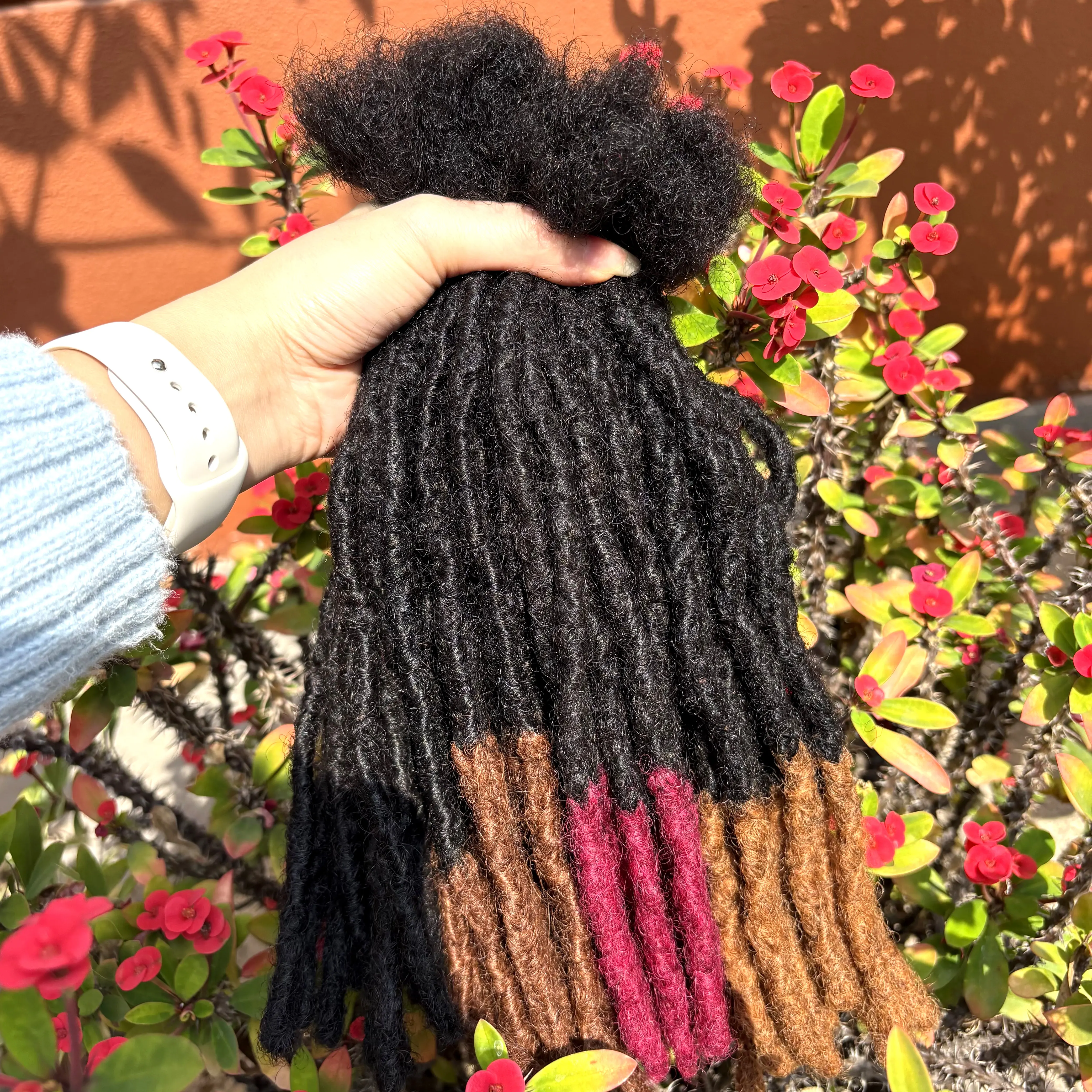10inch Colored 0.6cm Inter Loc Extension Human Hair Handmade 100% Human Hair Loc Dreadlock Extensions for Women Men Kids 2