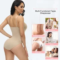 V Neck Spaghetti Strap Bodysuits Compression Body Suits Open Crotch Shapewear Slimming Body Shaper Smooth Out Bodysuit Shaper 4