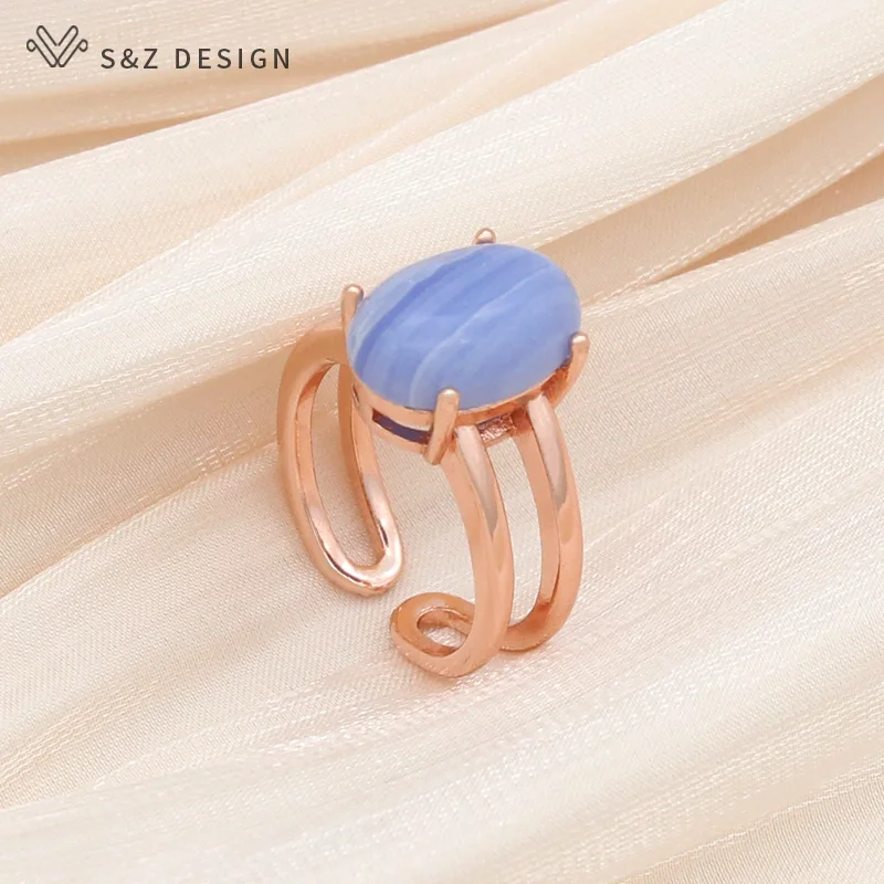 S&Z DESIGN New Fashion Classic Egg Shape Oval Rings For Women Wedding 585 Rose Gold Color Elegant Jewelry Trendy Gift