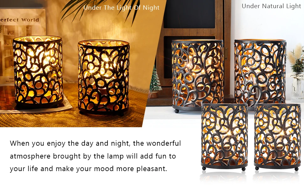 Paquete de 2 lámparas con pilas, lámpara inalámbrica con temporizador,  jaula de mesa, lámpara de hadas alimentada por pilas para decoración de