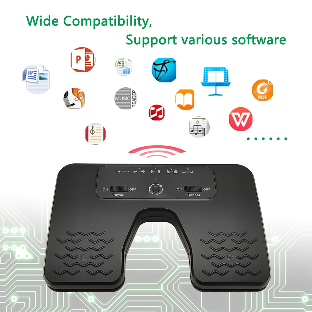 Yueyinpu Wireless Foot PageTurner Pedal Double Switch iOS Android Windows Tablets Smartphones Rechargeable music pedal