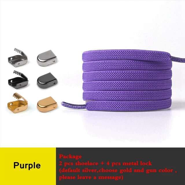 No Tie Flat Hiking Running Shoe Lace Elastic Shoelaces Outdoor Leisure Sneakers Quick Safety Flat Shoelace Kids Adult Lazy Laces purple