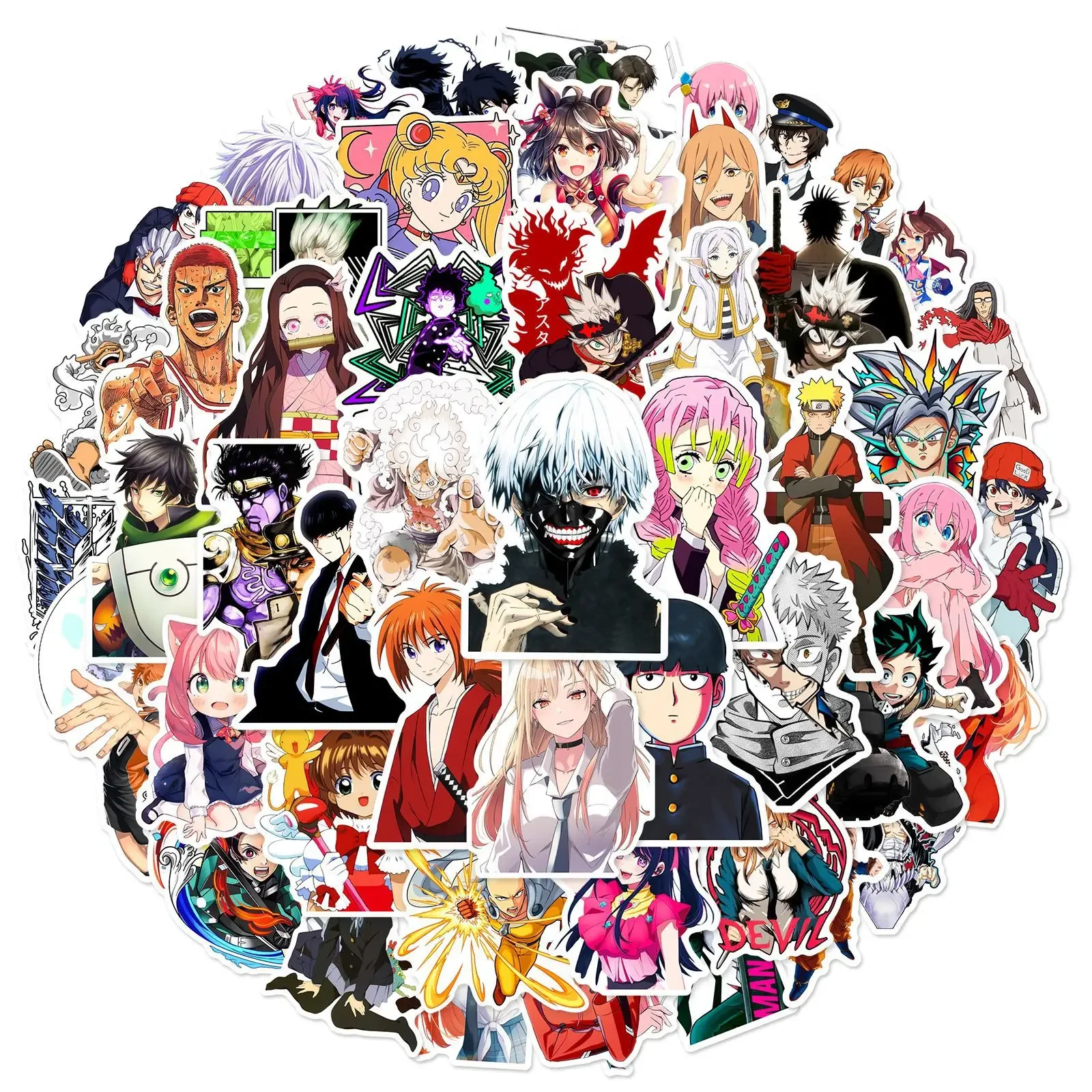 Anime Stickers 50Pcs/Set Mixed Anime Stickers Cartoon Sticker Decals Laptop Motorcycle Luggage Phone Waterproof Sticker For Children Toy