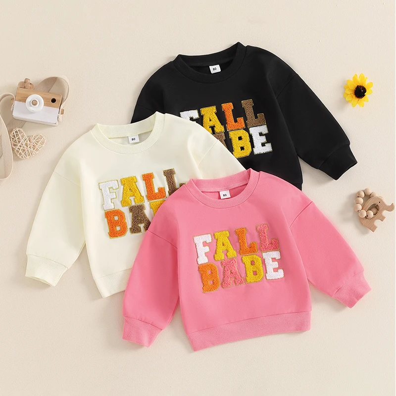 -05-30 Lioraitiin Toddler Baby Boys Girls Hoodie Long Sleeve Sweatshirt Embroidery Letters Fall Clothes