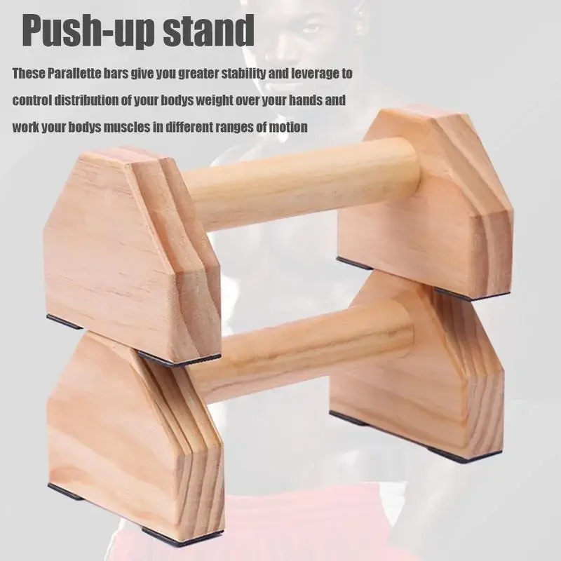 Push-up Stand Wood Pushup Bars Exercise Non-Slip Parallettes Handle Stands Calisthenics Fitness Equipment Home Strength Training 4