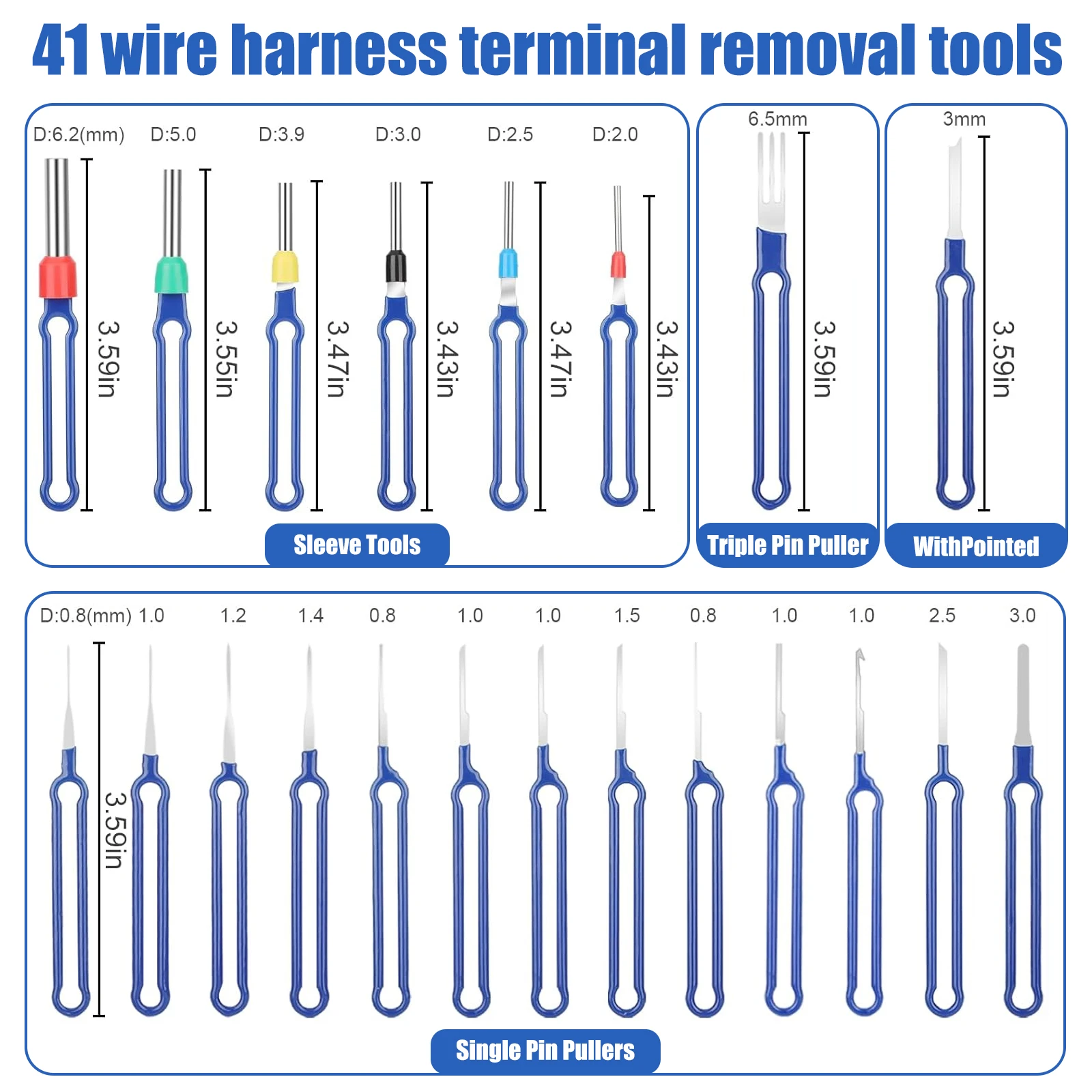 41Pcs Stainless Steel Plug Terminal Removal Tool Wire Crimp Split Connectors Pin Extractor Kit with Storage Box Car Repair Tools 5