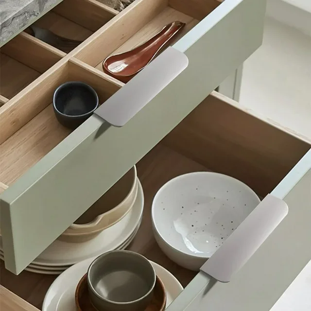 ที่จับที่ซ่อนอยู่ Punch Free Handle สําหรับตู้และลิ้นชักตู้ตู้เสื้อผ้าลิ้นชักดึงตู้ดึงฮาร์ดแวร์เฟอร์นิเจอร์ 6