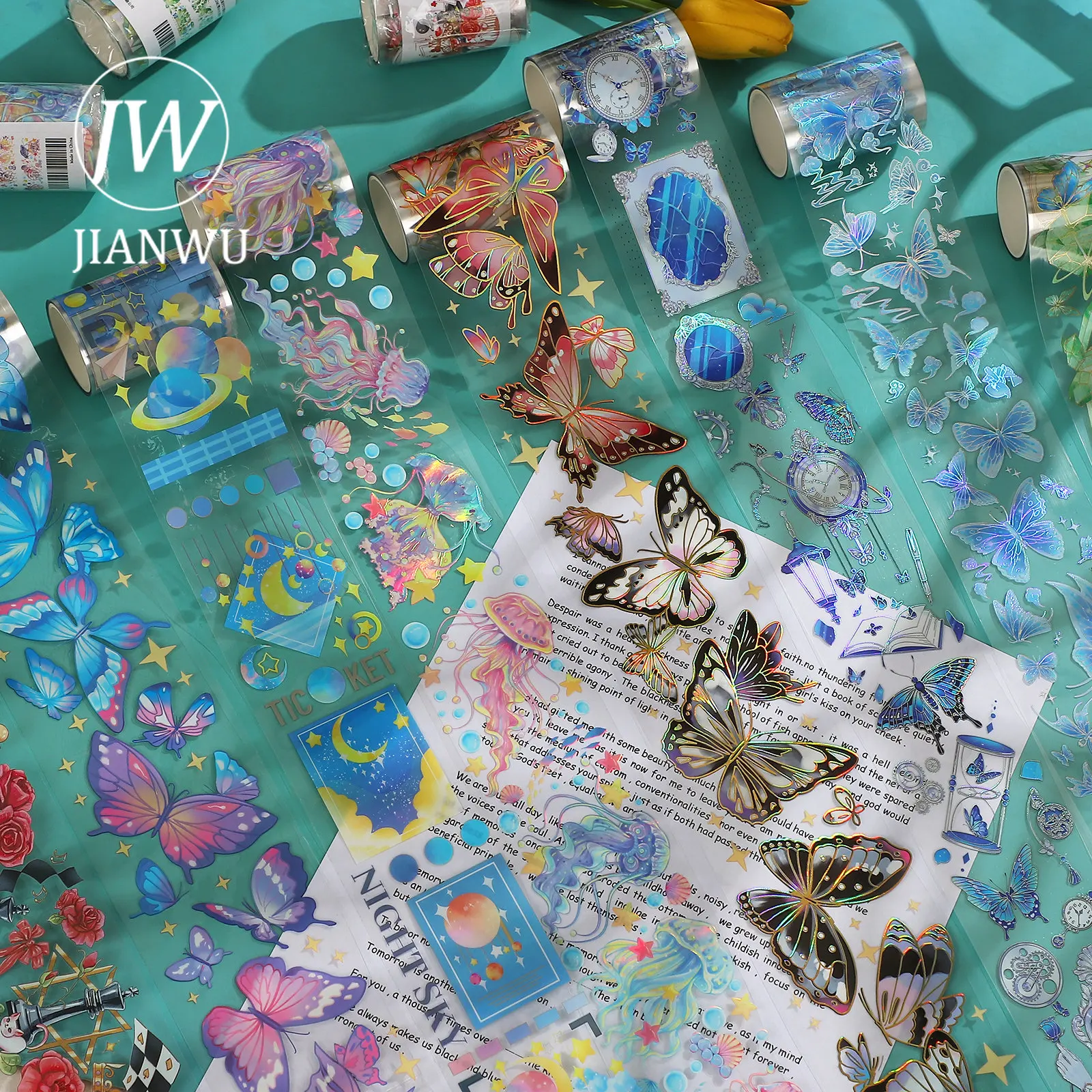 JIANWU 2m Laser Crystal Butterfly PET Washi Tape Cute Journal Collage DIY  Scrapbooking Decoration Masking Tape Kawaii Stationery - JianWu Official  Store