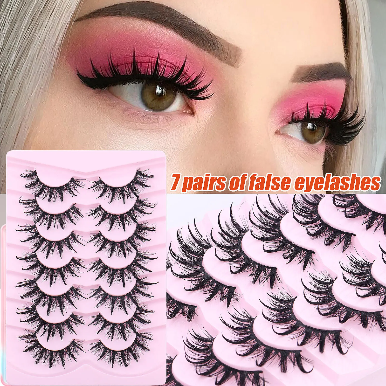 

New Hot Selling One Piece False Eyelash Hard Stem Little Devil Eyelash Natural European and American Thick Curling Eyelash