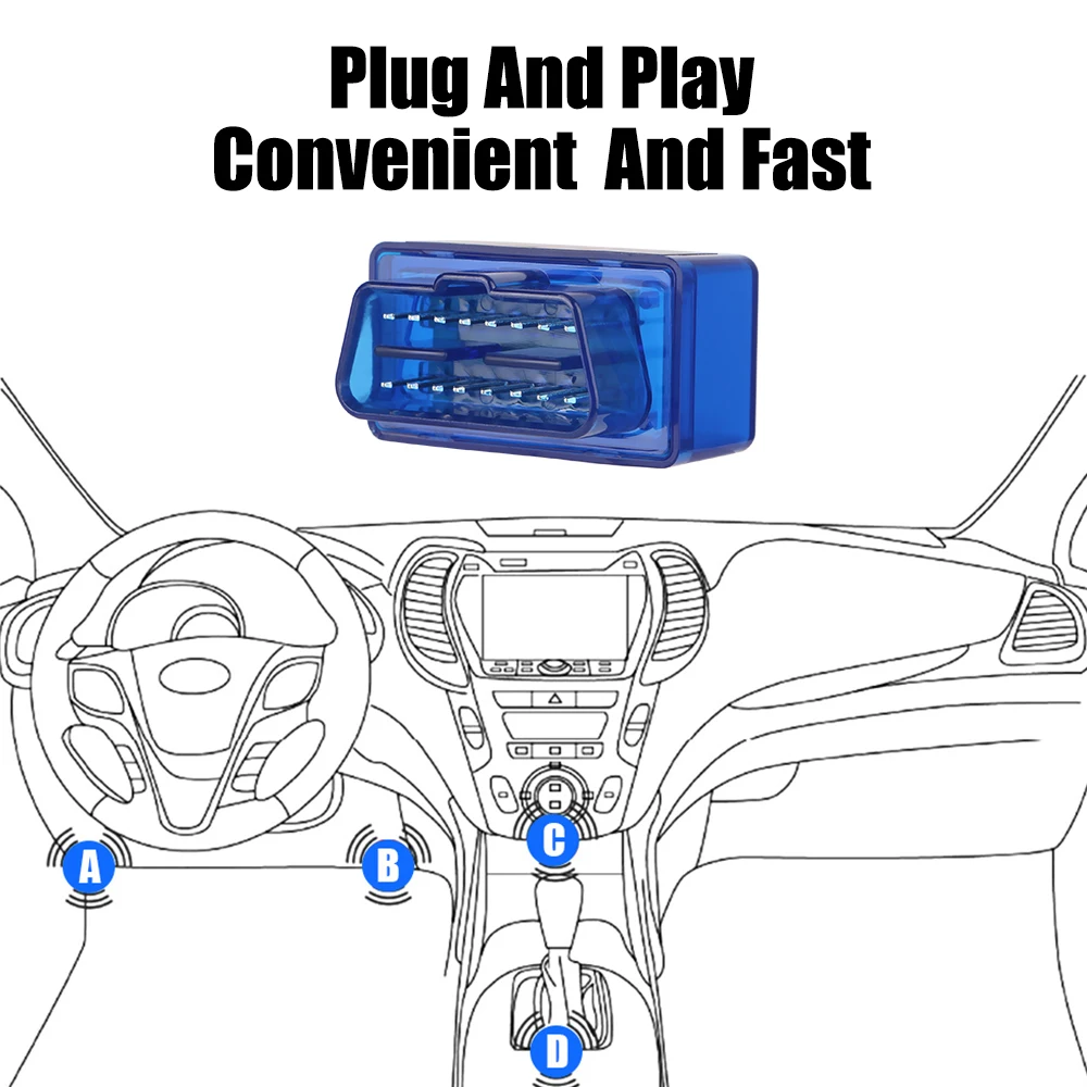 Bluetooth Car Diagnostic Scanner OBD2 Adapter for IOS Android