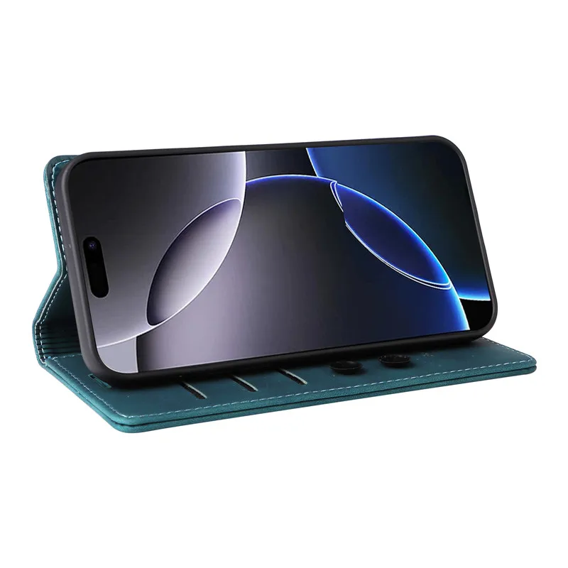 Retro Matte Luxury Flip Wallet Leather Phone Case - Solid Colors