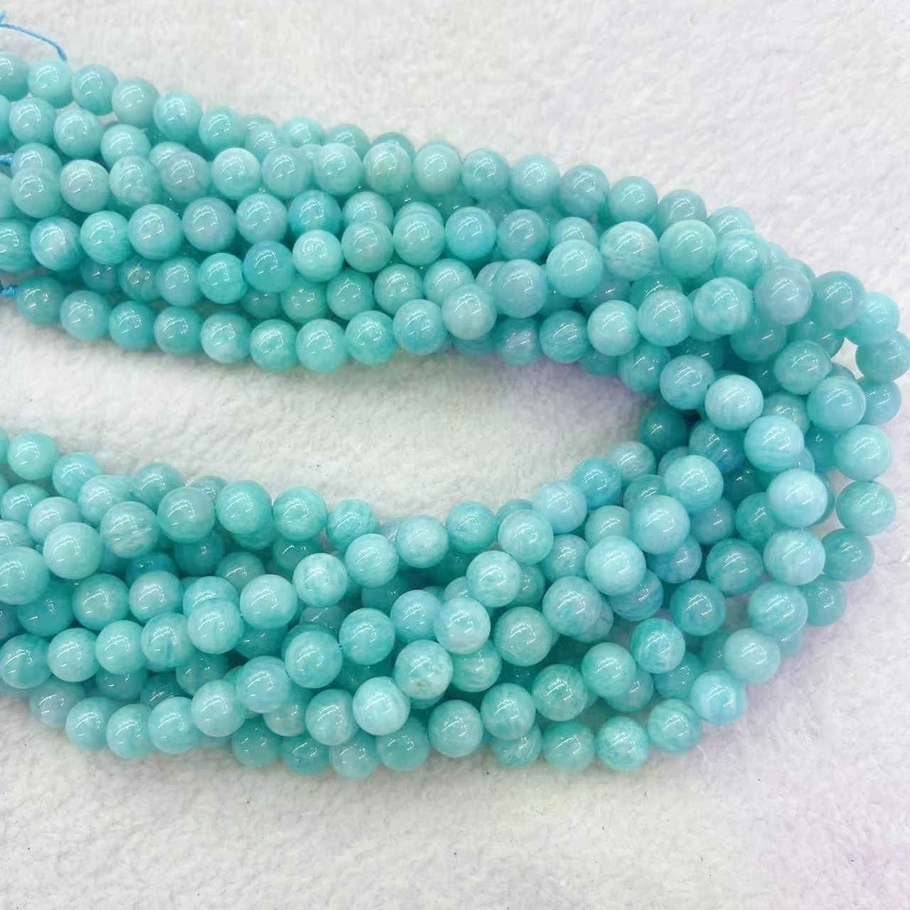 Genuine Top Grade Natural Amazonite Stone Beads 4/6/8/10MM Round Blue Amazonium Charms Bead Loose Smooth Stone For DIY Jewelry