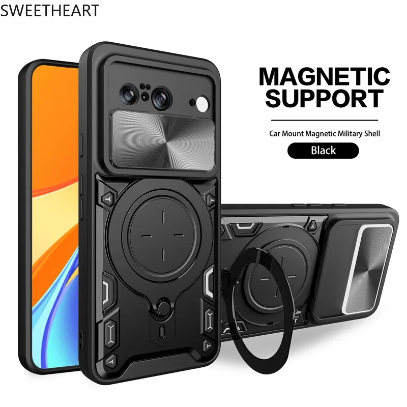 Coque rigide à absorption magnétique et antichoc pour objectif d'appareil photo Pixel 8, 8A, 8Pro, 9, 9ProXL_voghion.com