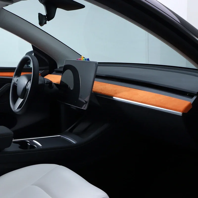 Betterhumz for Tesla Model 3 Y Car Interior Dashboard Door Panel Cover Made of Alcantara Decals Accessories