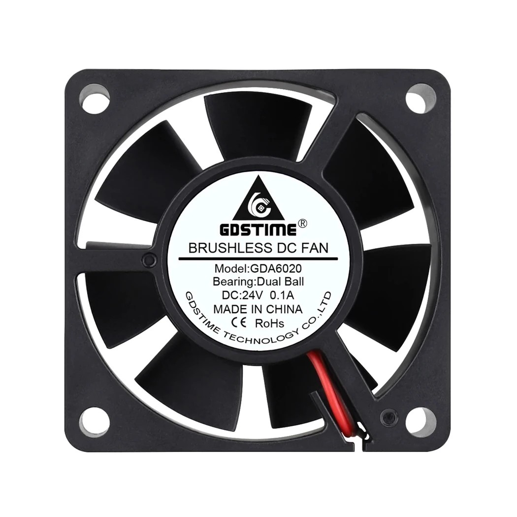 Gdstime 24v 60x60x20 mm 60 mm Dupla Bola dc Brushless Estojo de Arrefecimento 6020 Centímetros Axial Exaustor 3d Impressora Industrial Ventilador Refrigerador Peças Lote - Imagem 2