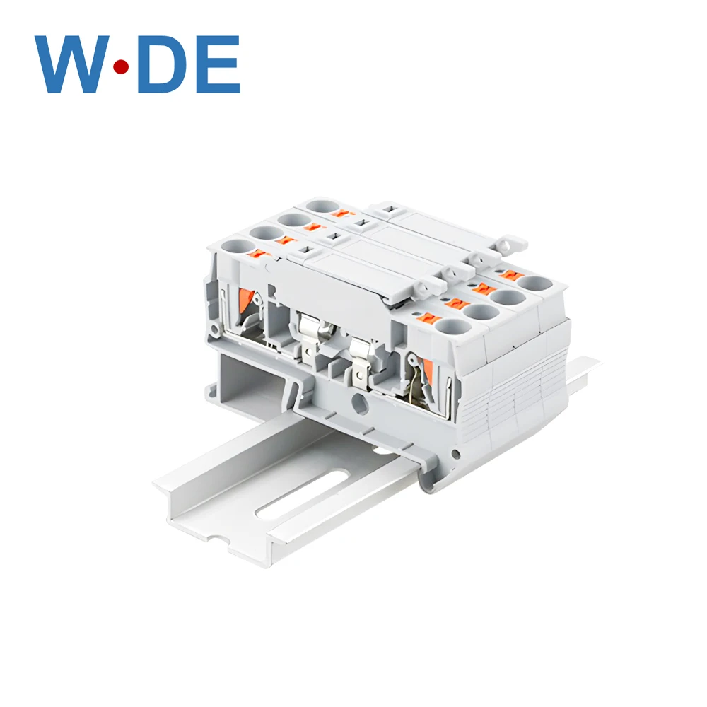 Din Rail Terminal Blocks PT 4-HESI Gray Connector Push In Spring Fuse Terminal Block Connector Screwless Fuse Holder 5Pcs