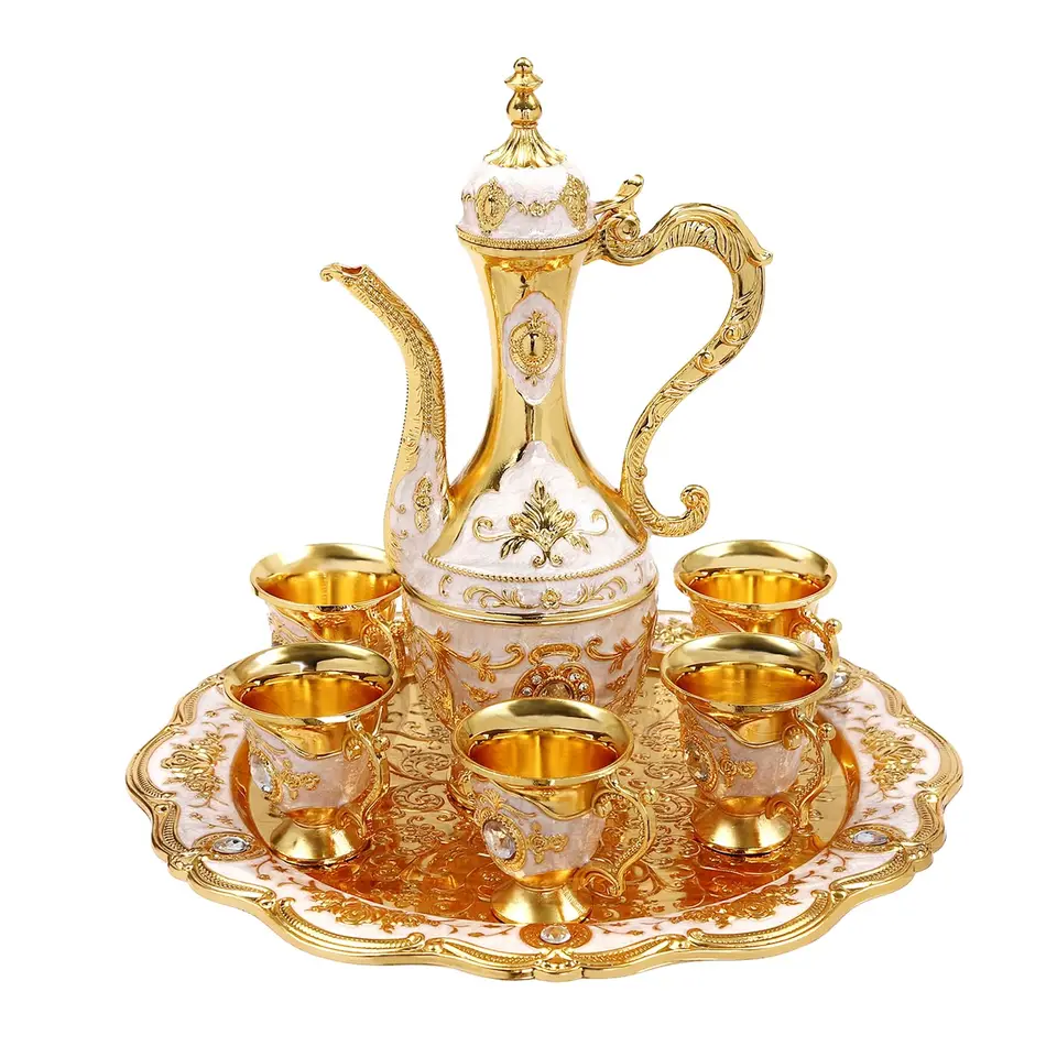 Vintage Turkish Tea Set with 6 Coffee Cups