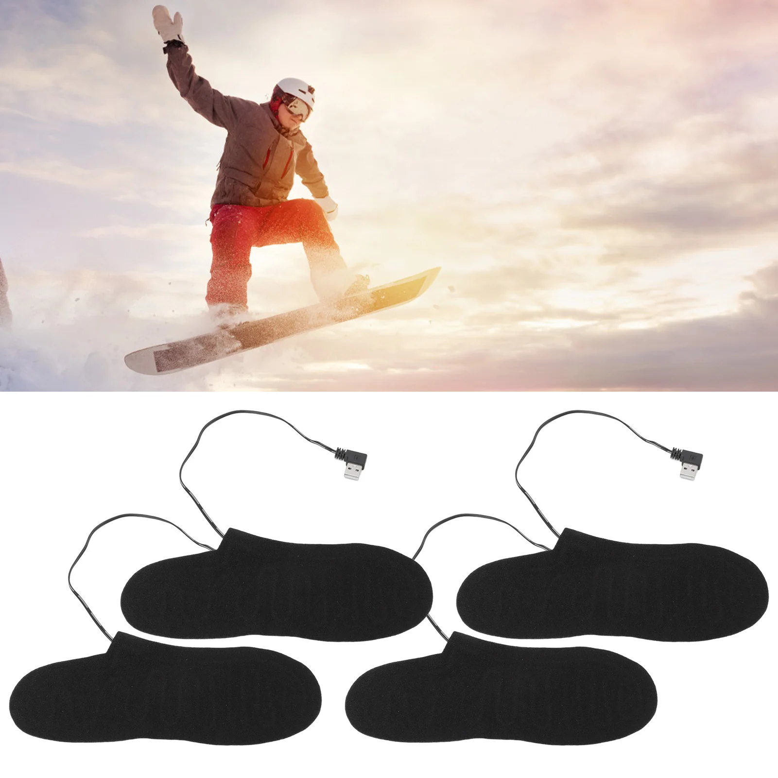 USB Rechargeable Heated Insoles 22cm Electric Feet Warm Sock Pad Winter Outdoor Activities Foot Warmers 4 Pcs