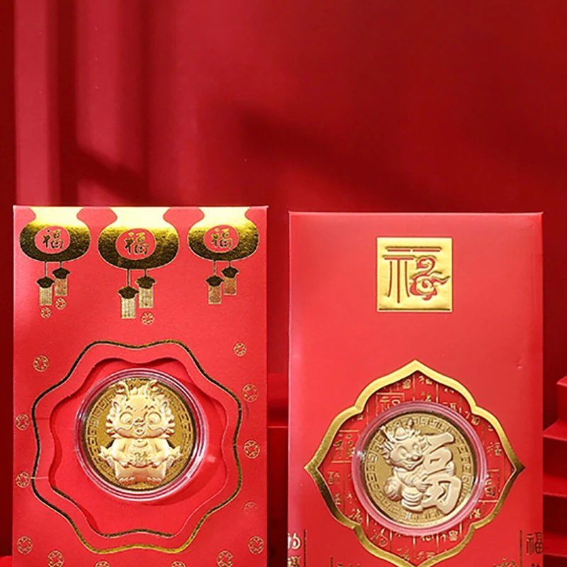 Chinese New Year Red Envelopes 2024 Dragon Lucky Money Envelopes Red Packet With Gold Coin Hong Bao For Spring Festival Decor