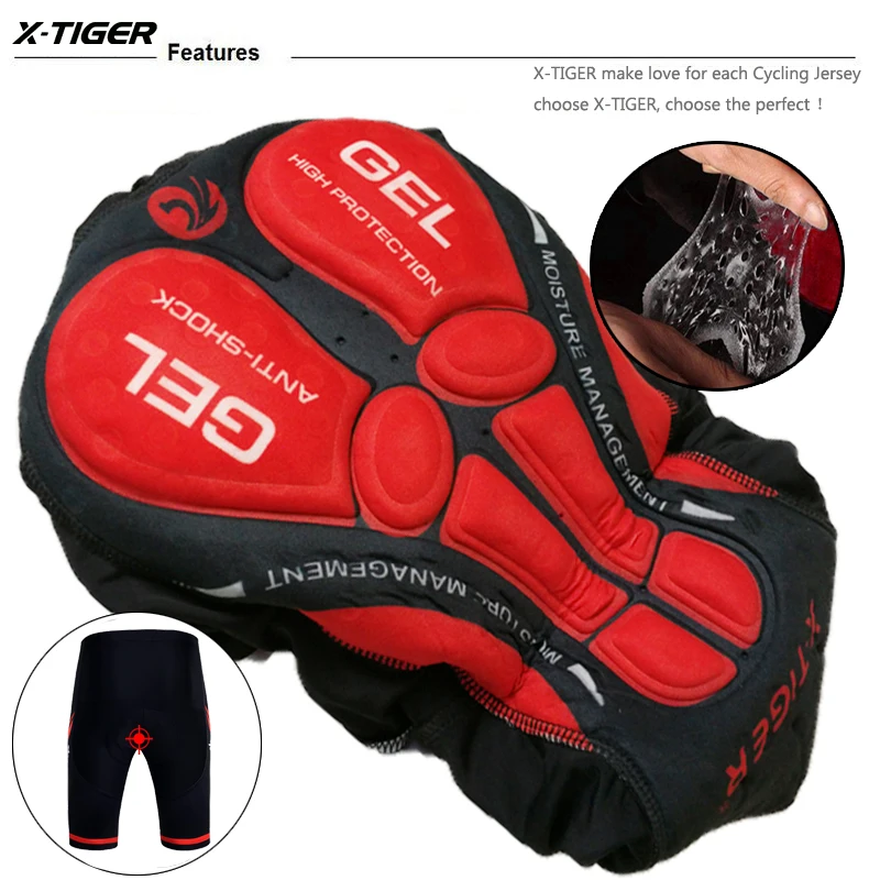 X-TIGER Mann Radfahren Shorts Gel Pad Fahrrad Kleidung MTB Rennrad Hosen Anti-slip Bein Griffe Bike Shorts Sommer outfit Kleidung – Detail 11