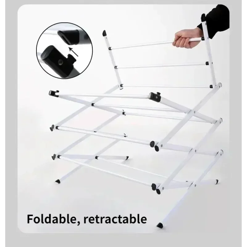 Drying Rack for Clothes Simple Retractable Drying Rack Three-layer Floor Balcony Drying Cooling Clothes Rack Metal Clothing Rack 5